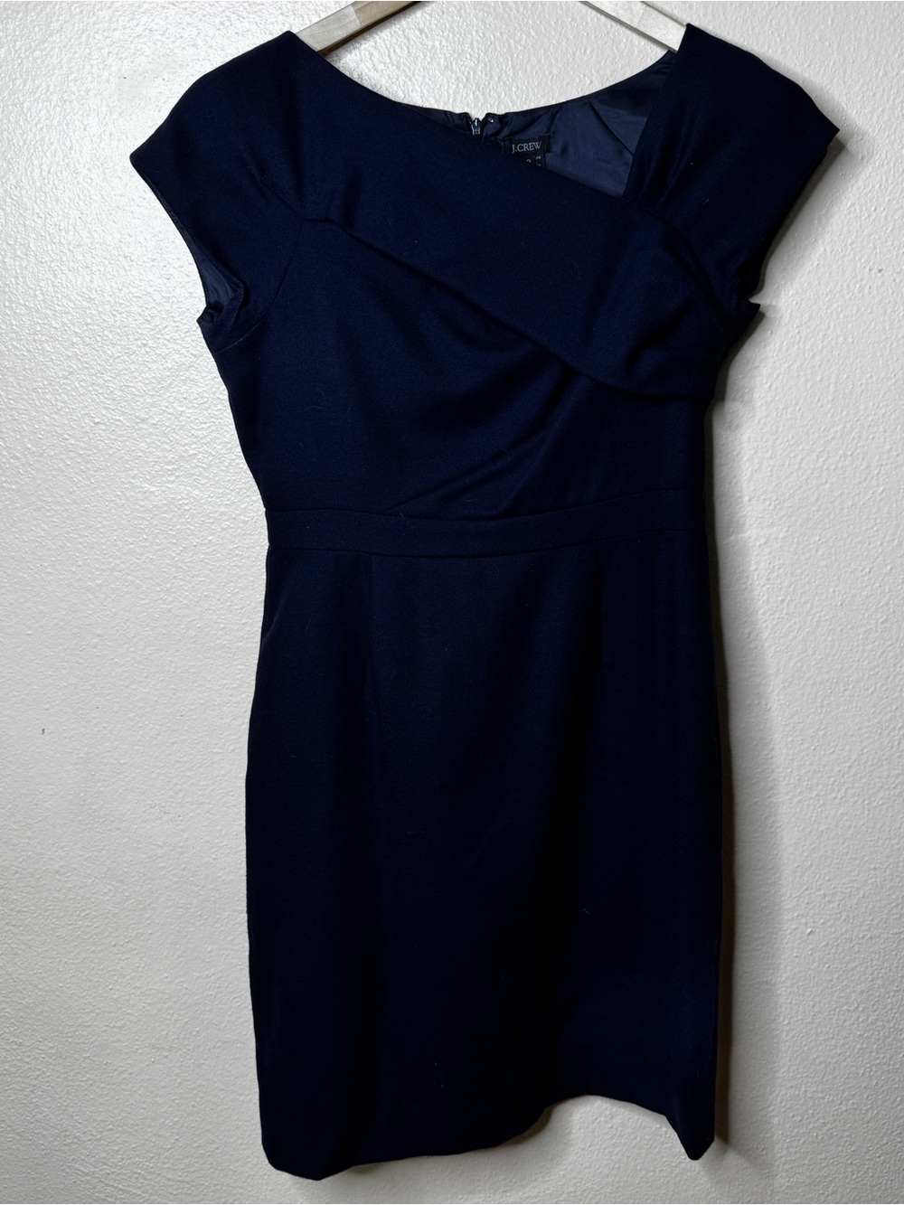 J. Crew Dress Women's 8 Navy Cap-Sleeve Sheath Wool Dress Career-wear